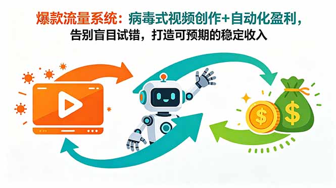 爆款流量系统：病毒式视频创作+自动化盈利，告别盲目试错，打造可预期的稳定收入-冒泡网