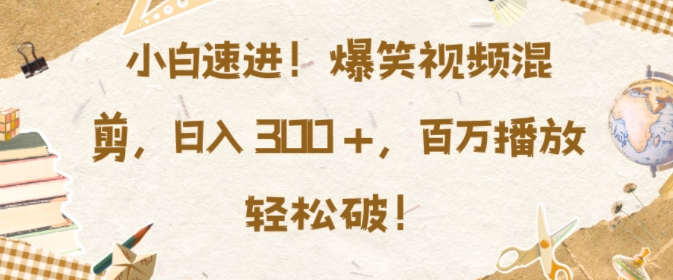 小白速进，爆笑视频混剪，日入3张，百万播放轻松破【揭秘】-冒泡网