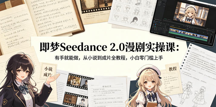 即梦Seedance 2.0漫剧实操课:有手就能做,从小说到成片全教程,小白零门槛上手-冒泡网