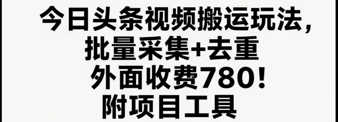 今日头条视频搬运玩法，软件一键去重，轻松日入500+附项目工具-冒泡网