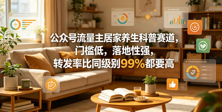 公众号流量主居家养生科普赛道，门槛低，落地性强，转发率比同级别99％都要高-冒泡网