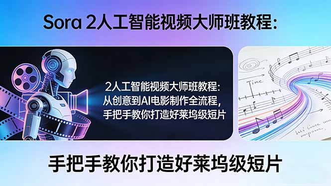 Sora 2人工智能视频大师班教程：从创意到AI电影制作全流程，手把手教你打造好莱坞级短片-冒泡网