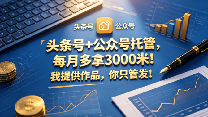 头条号+公众号托管，每月多拿3000米！我提供作品，你只管发！【揭秘】-冒泡网