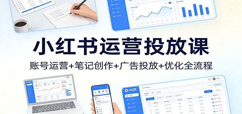 小红书运营投放课：账号运营+笔记创作+广告投放+优化全流程-冒泡网