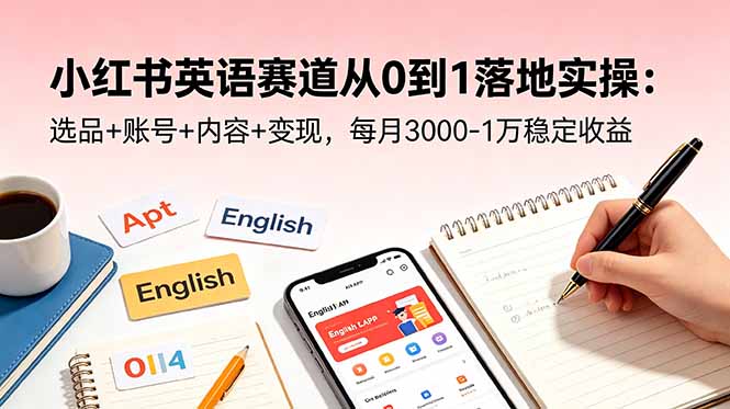 小红书英语赛道从0到1落地实操：选品+账号+内容+变现，每月3000-1万稳定收益-冒泡网