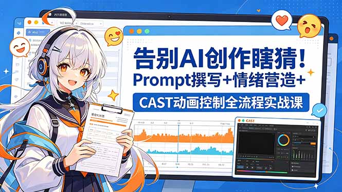 告别AI创作瞎猜！Prompt撰写+情绪营造+CAST动画控制全流程实战课-冒泡网