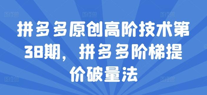 拼多多原创高阶技术第38期，拼多多阶梯提价破量法-冒泡网