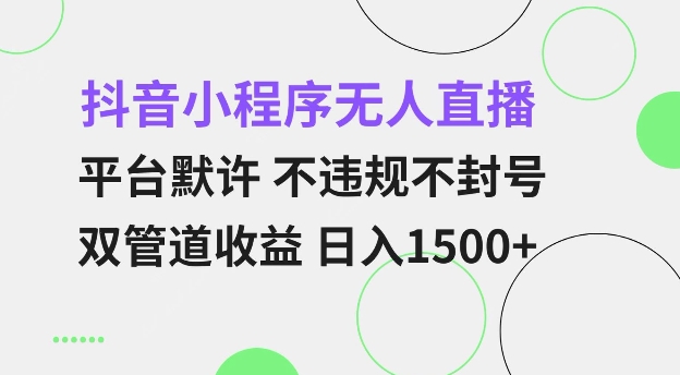 抖音小程序无人直播 平台默许 不违规不封号 双管道收益 日入多张 小白也能轻松操作【仅揭秘】-冒泡网