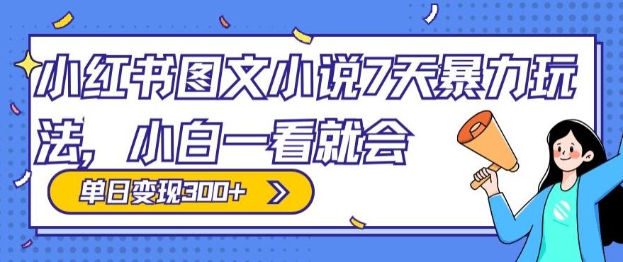 小红书图文小说7天暴力玩法，小白一看就会，单日变现300+-冒泡网