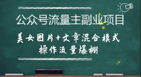 公众号流量主副业项目，美女图片+文章混合模式操作流量爆棚-冒泡网