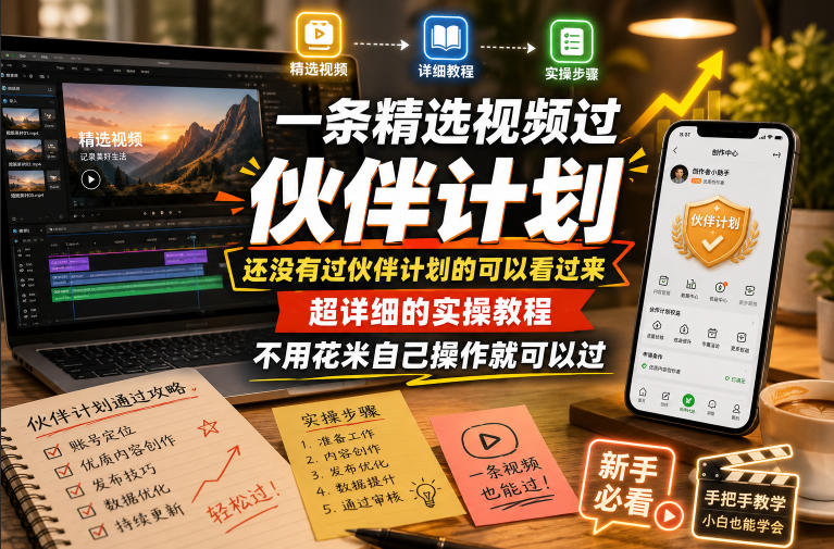 f48a85b126c745dc549358d87bf9cbf9.jpeg 一条精选视频过伙伴计划,还没有过伙伴计划的可以看过来,超详细的实操教程,不用花米自己操作就可以过