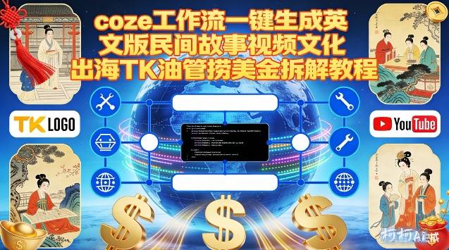 Coze扣子工作流一键生成英文版民间故事视频，文化出海TK油管捞美金拆解教程-冒泡网
