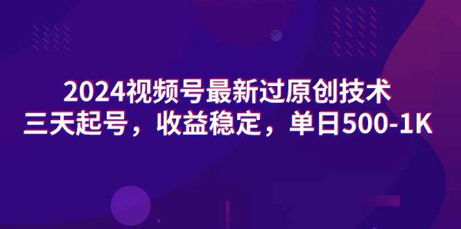 (9505期)2024视频号最新过原创技术，三天起号，收益稳定，单日500-1K-冒泡网