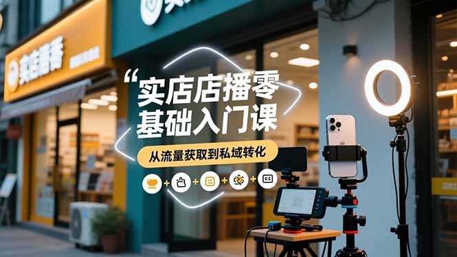 实体店播零基础入门课，实体店+短视频+直播+微信生态+私域社群，从流量获取到私域转化-冒泡网