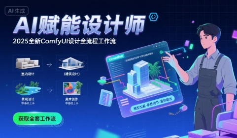 AI赋能设计师， 2025全新comfyui设计全流程工作流 ，室内-建筑-景观-美术，零基础直接上手-冒泡网