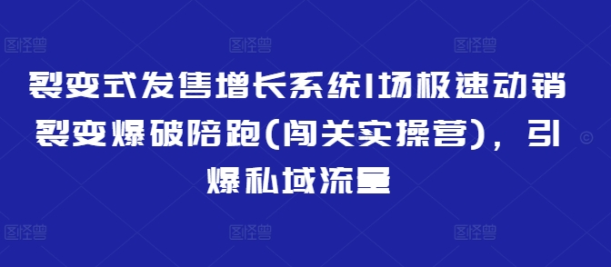 裂变式发售增长系统1场极速动销裂变爆破陪跑(闯关实操营)，引爆私域流量-冒泡网