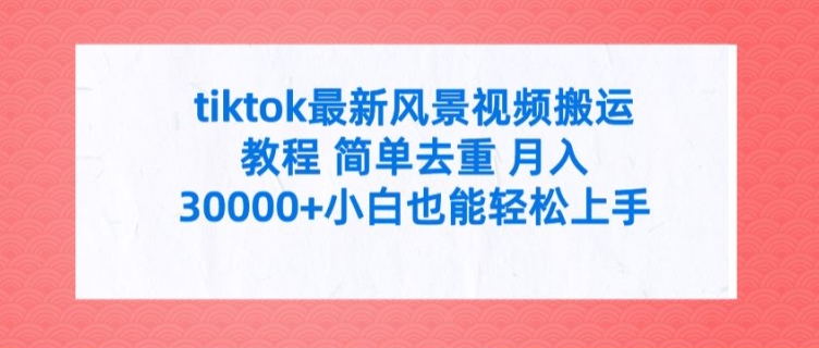 tiktok最新风景视频搬运教程 简单去重 月入3W+小白也能轻松上手【揭秘】-冒泡网