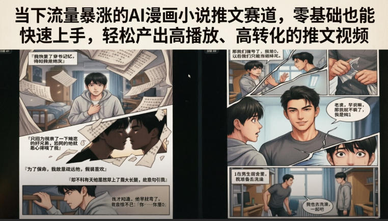 当下流量暴涨的AI漫画小说推文赛道，零基础也能快速上手，轻松产出高播放、高转化的推文视频-冒泡网