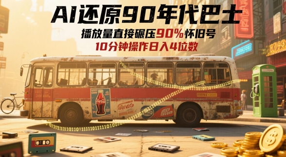 AI还原90年代巴士，一帧就让70后泪崩，播放量直接碾压90%怀旧号，每天操作十分钟，日入四位数-冒泡网