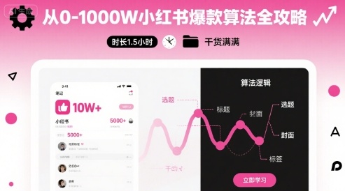 从0-1000W小红书爆款算法全攻略，时长1.5小时，干货满满-冒泡网