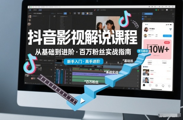 抖音百万粉丝影视解说课程，基础到进阶课，适合新手和进阶学习-冒泡网