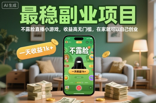 最稳副业项目,不露脸直播小游戏,收益高无门槛,一天收益1k+,在家就可以自己创业【揭秘】-冒泡网