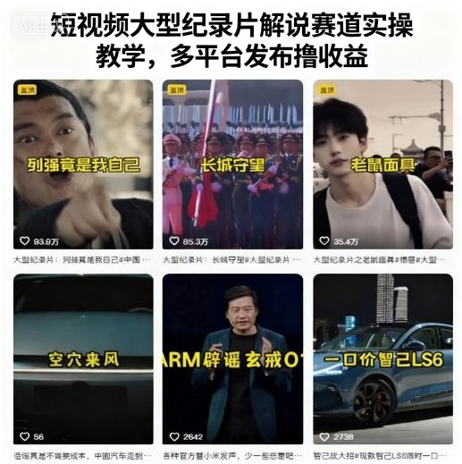 短视频大型纪录片解说赛道实操教学，多平台发布撸收益-冒泡网