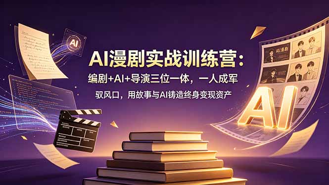 AI漫剧实战训练营：编剧+AI+导演三位一体，一人成军 驭风口，用故事与AI铸造终身变现资产-冒泡网