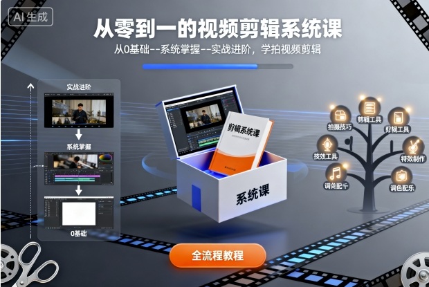 从零到一的视频剪辑系统课，从0基础–系统掌握–实战进阶，学拍视频剪辑-冒泡网