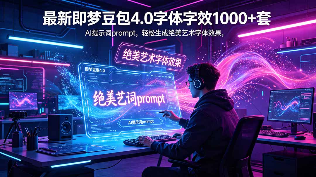 最新即梦豆包4.0字体字效1000+套，AI提示词prompt，轻松生成绝美艺术字体效果-冒泡网