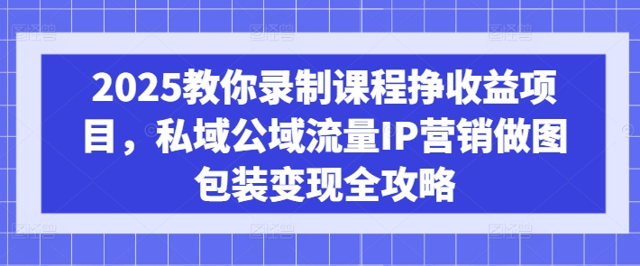 2025教你录制课程挣收益项目，私域公域流量IP营销做图包装变现全攻略-冒泡网