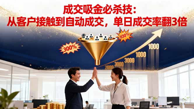 吸金成交营销必杀技：从客户接触到自动成交，单日成交率翻3倍-冒泡网
